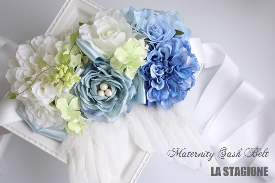 Maternity sash belt-blue-osawa